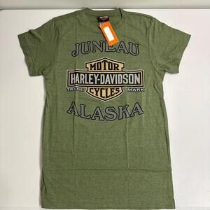 Harley Davidson Taku Shirt Mens Medium Short Sleeve Green Juneau Alaska Tee
